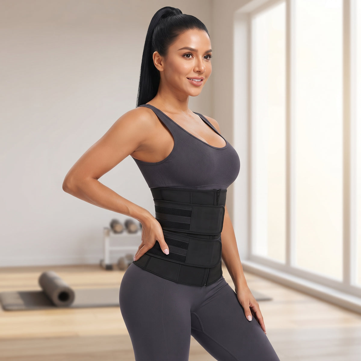 Zipper Waist Trainer with Double Belt – Adjustable Compression Cincher for Women