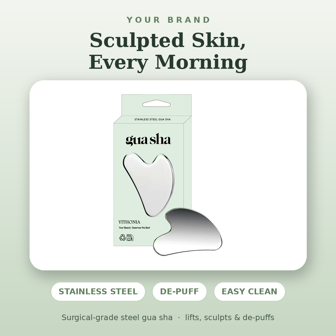 Stainless Steel Gua Sha Facial Tool – Cooling Sculpting Massager for Face & Body