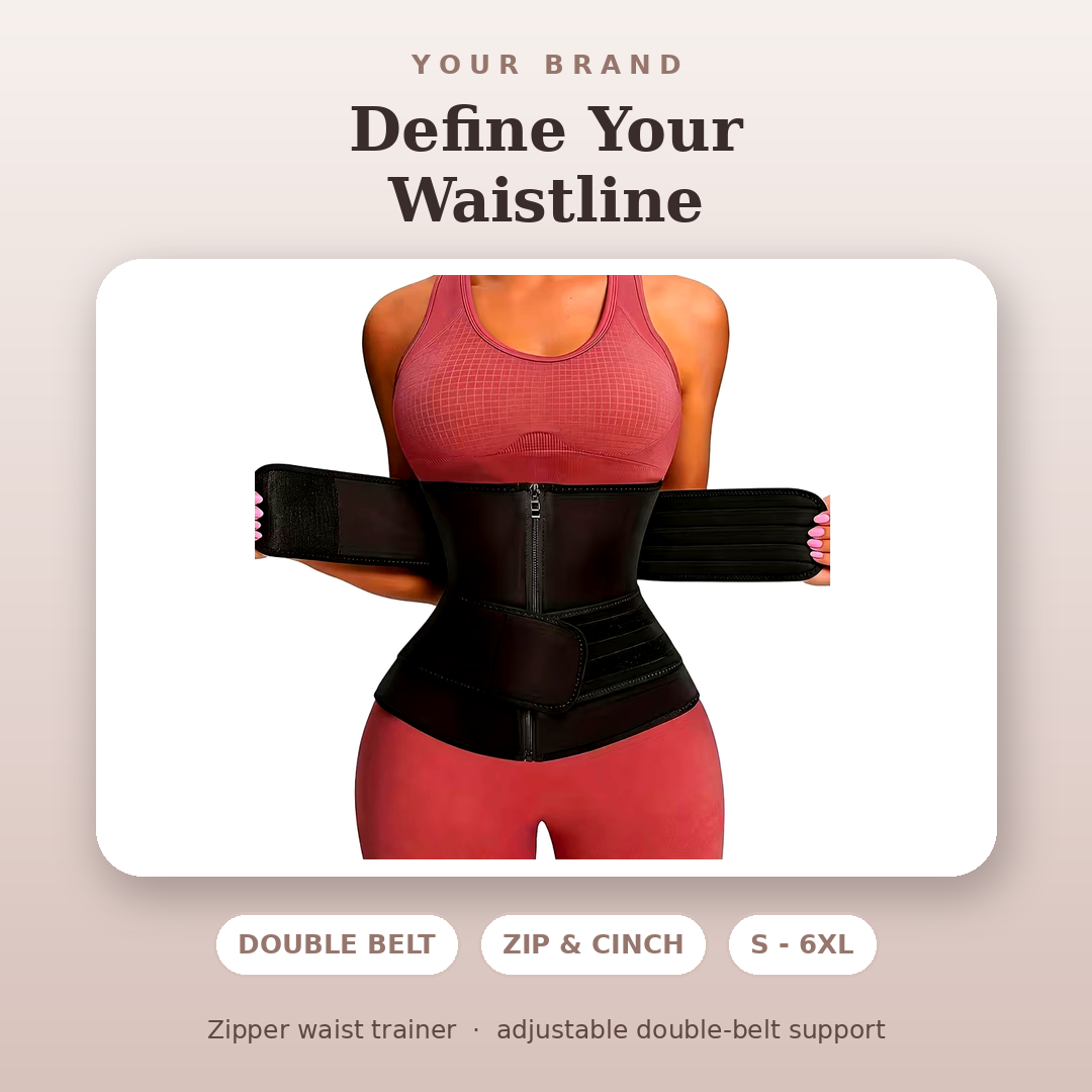 Zipper Waist Trainer with Double Belt – Adjustable Compression Cincher for Women