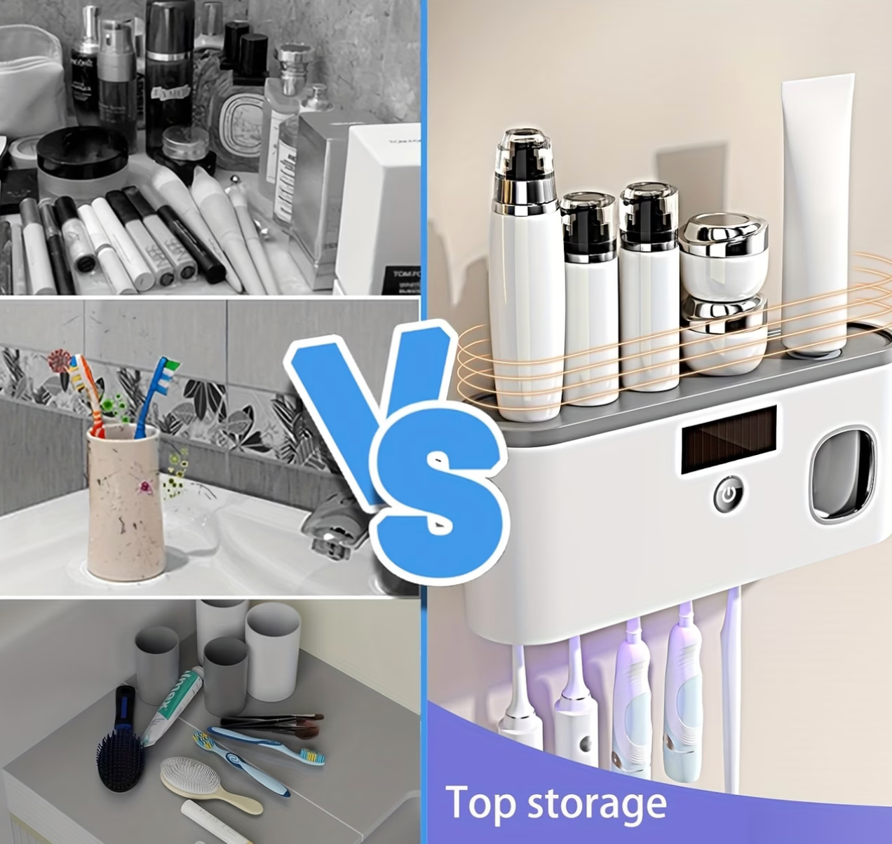 Smart Toothbrush Sanitizer with Automatic Toothpaste Dispenser – Wall-Mounted 5-Slot Bathroom Organizer
