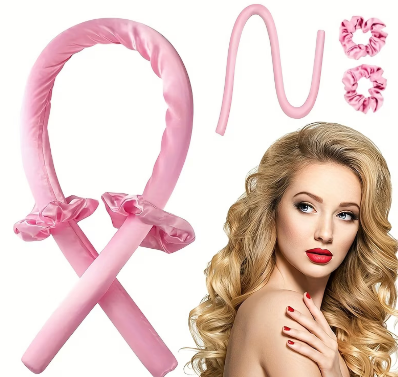 No-Heat Curling Headband Set – Overnight Heatless Curler for Long Hair (3pcs)