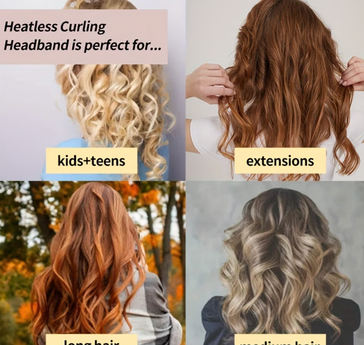 No-Heat Curling Headband Set – Overnight Heatless Curler for Long Hair (3pcs)