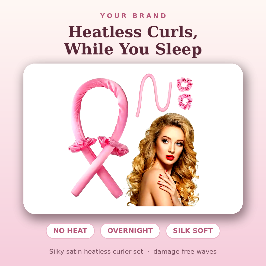 No-Heat Curling Headband Set – Overnight Heatless Curler for Long Hair (3pcs)