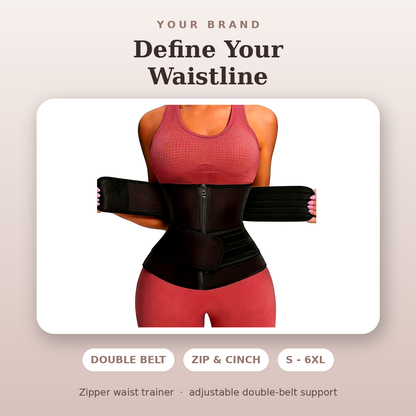 Zipper Waist Trainer with Double Belt – Adjustable Compression Cincher for Women