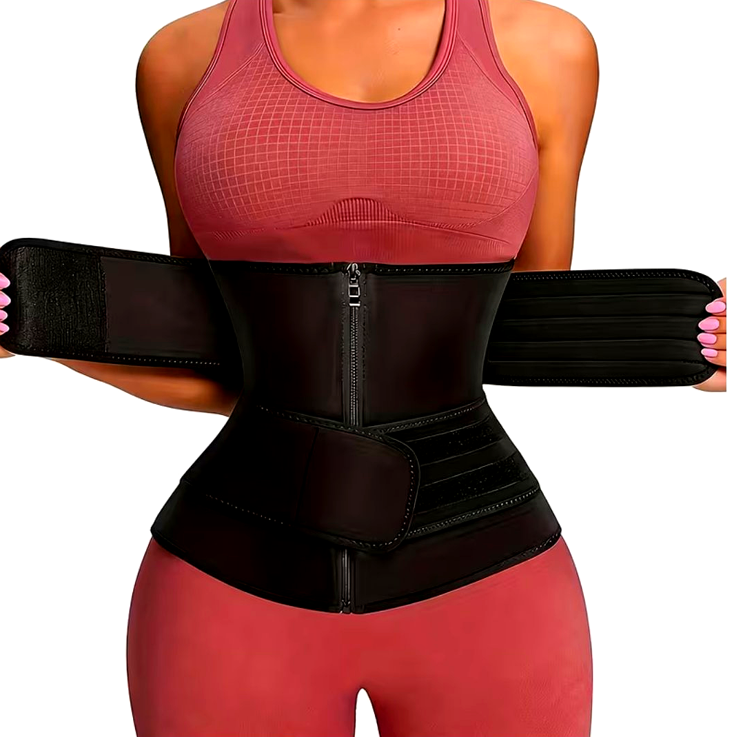 Zipper Waist Trainer with Double Belt – Adjustable Compression Cincher for Women